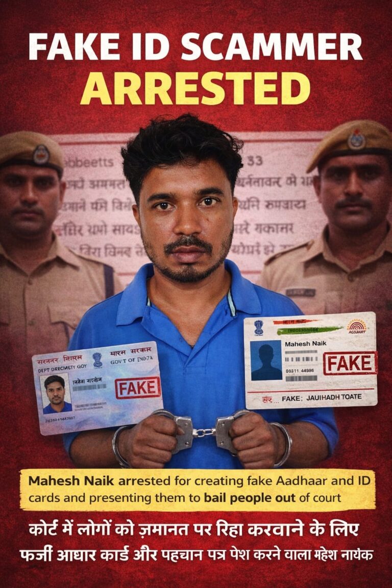 بھٹکل میں ایک خطرناک جعلساز پولیس کے ہتھے چڑھ گیا ہے جو جعلی دستاویزات کے ذریعے عدالت کو دھوکہ دے رہا تھا۔